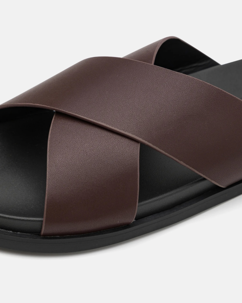 Crossover Leather Cork Sandals