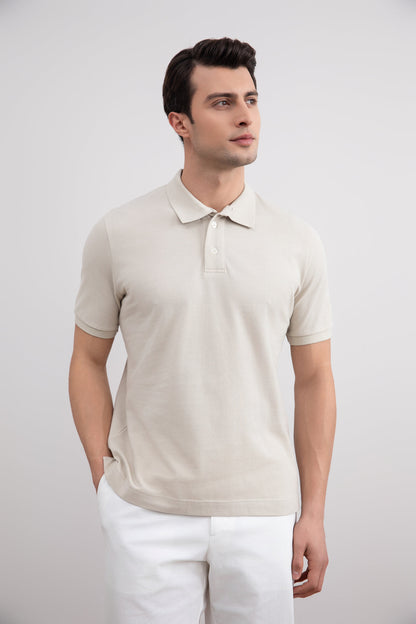 Beige Cotton-Piqué Polo Shirt
