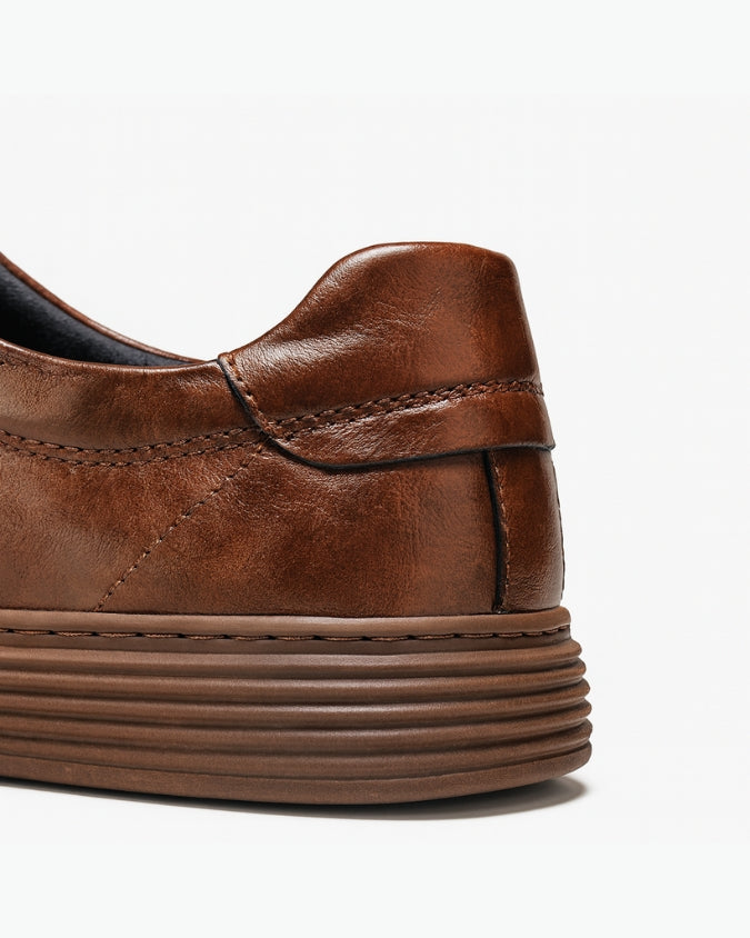 Brown Cow Leather Laceless Sneaker