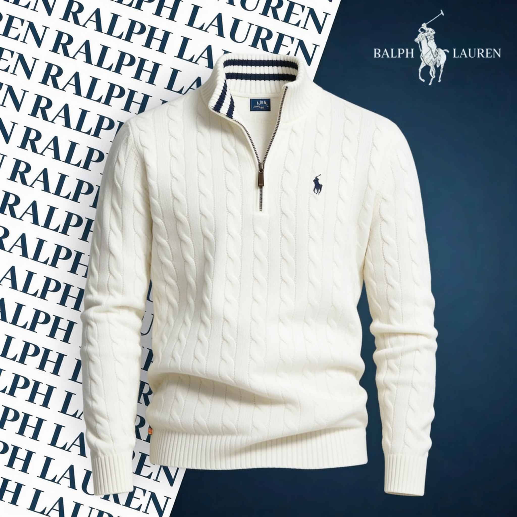 R&L CABLE-KNIT ZIP SWEATER SET