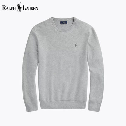 RL Mesh-Strick-Baumwollpullover mit Rundhalsausschnitt