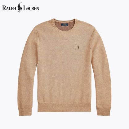 RL Mesh-Strick-Baumwollpullover mit Rundhalsausschnitt